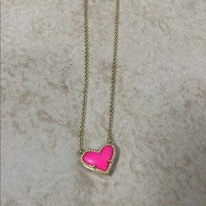 Kendra Scott Gold Chain Necklace with Hot Pink Heart Pendant